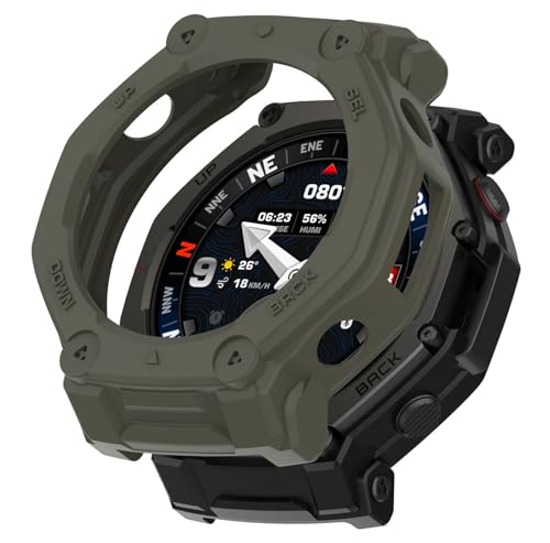 SHEAWA for Amazfit T-Rex 3 Pro 48mm �P�[�X �J�o�[ �ی�P�[�X TPU�S�� �ϏՌ� ���h�~ �ی�J�o�[ �A�N�Z�T���[ (�A�[�~�[�O���[��)