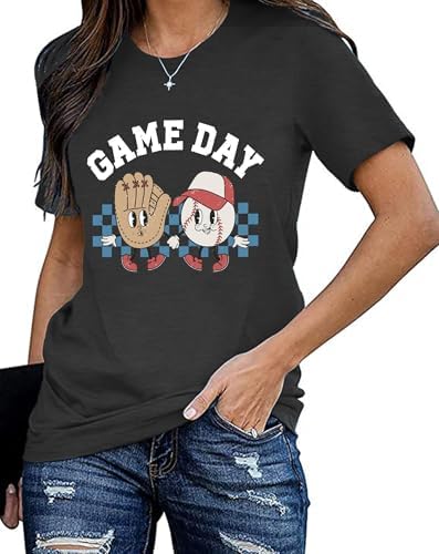 Baseball Shirt for Women Baseball Game Day T-Shirts Funny Softball Mom Tees Tops