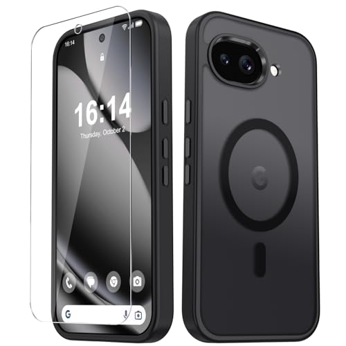 Image of for Google Pixel 10a Case, Matte Magnetic Phone Cover [with 1 Screen Protector] [Support for MagSafe] [Shockproof Military Grade Protection] Translucent Frosted Back, Black