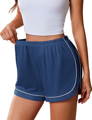 Image of Ekouaer Pajama Shorts Women Soft Sleep Shorts Casual Lounge Shorts Cute High Waist Pajama Bottom Comfy Split Side Pj Bottom