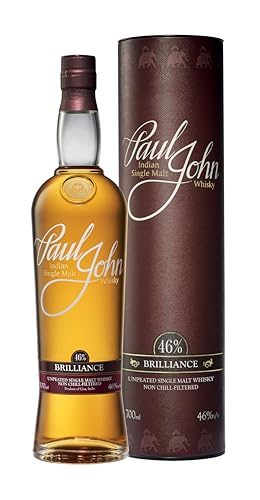 Paul John Brilliance Indian Single Malt Whisky mit Geschenkverpackung (1 x 0.7 l)