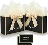 FLUETOOD Sacchetti Regalo di Carta con Manici, 2 Sacchetti Regalo Medi con 2 Biglietti D