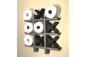 Tall and Compact Toilet Paper Holder with Playful Tic Tac Toe Design