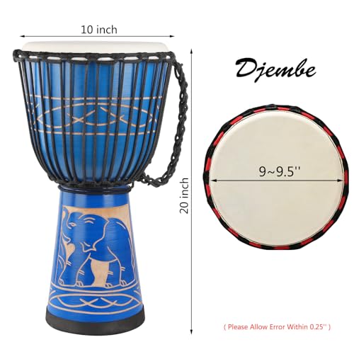Aimeis AIMEIS19921018 Djembe Drum,10 Inch African Drum Carved Of Mahogany Goatskin Hand Drums thumb #2
