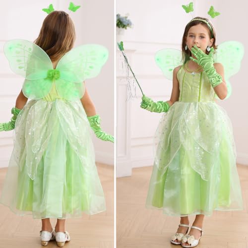 Disfraz de hada princesa verde para niñas 3-4 años miniatura 3