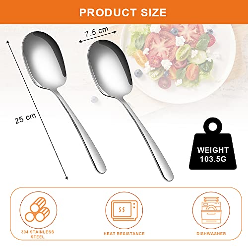 2 Pieces Stainless Steel Large Buffet Serving Spoons, 25.5 x 7.5cm With Long Handle, Dishwasher-Safe for Kitchen, Restaurant, Banquet - Image 3