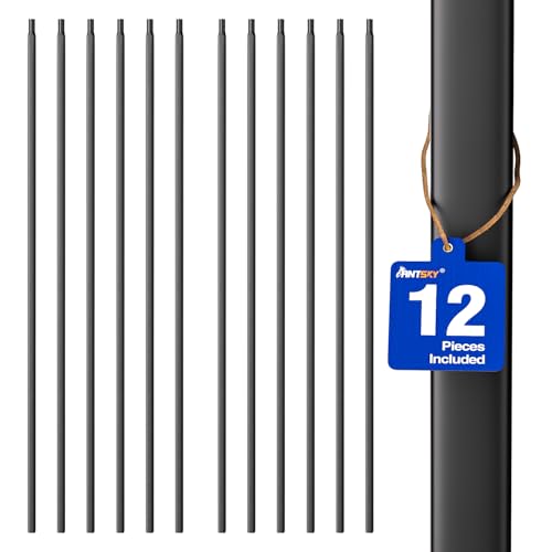 Wrought Iron Hollow Balusters - Deck Spindles Stair Railing Indoor,Stair Straight Hollow Iron Baluster Stair spindles, for Staircase Interior (12 Pack Black)
