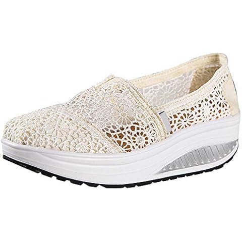 rismart Women's Crochet Lace Wedge Trainers Cover