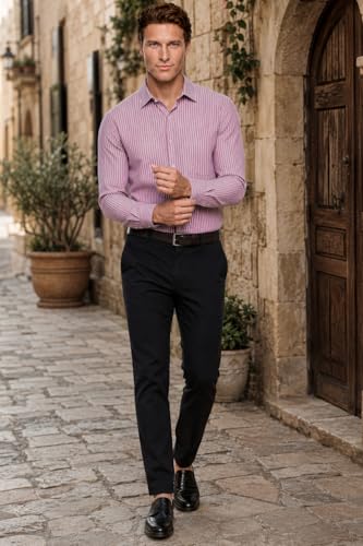 Image of Louis Philippe Men's Easy to Iron Everyday wear Premium Cotton Full Sleeve Stripe Formal Shirt