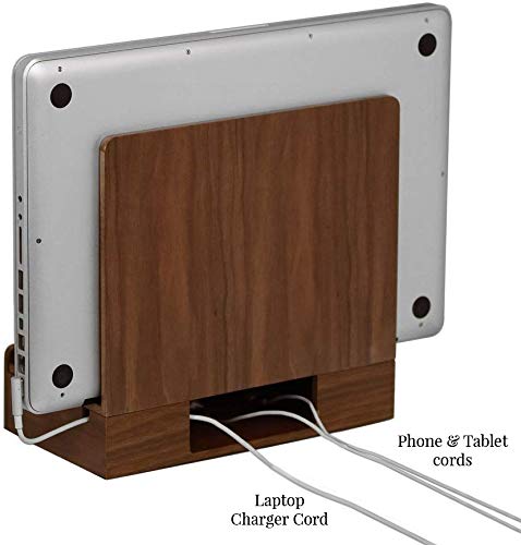 G.U.S. Multi-Device Charging Station Dock & Organizer - Multiple Finishes Available. for Laptops, Tablets, and Phones - Strong Build, Walnut with 4-Port USB Power Strip
