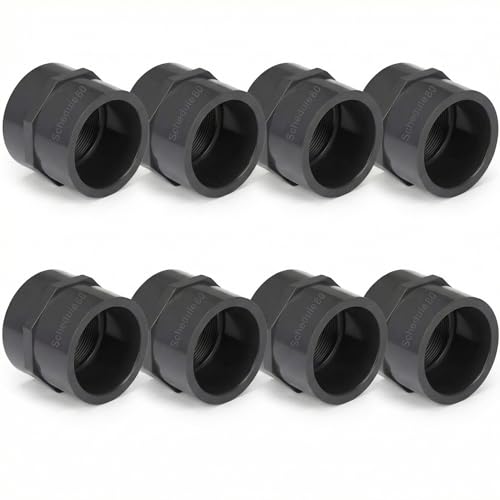 Image of 8 Pcs 2 Inch PVC Pipe Fitting Female Adapter Schedule 80 Socket x Npt Compatible with 835 Series Heavy Duty Industrial Grade Corrosion Resistant Plumbing Irrigation Connector for Water