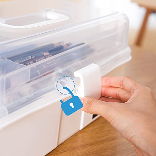 Tosnail 13-Inch 3 Layers Plastic Craft Organizer Box Storage Container First Aid Carrying Case For Sewing, Painting, Arts - White #TOP2