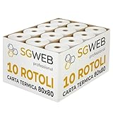 SGWEB Professional Rotoli Carta Termica 80x80 per Registratore di Cassa Fiscale - Rotolo Scontrini per Stampante Termica e POS, Alta Qualità di Stampa, Foro 12 mm, Senza BPA, Colore Bianco (10 pz)