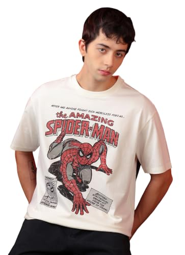 Image of Free Authority Official Marvel Spider-Man Brand New Day Graphic Printed Men's Oversized Fit T-Shirt | Pure Cotton Crew Neck Half Sleeve Casual Summer Tee