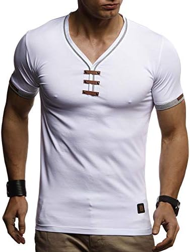 Leif Nelson Zomer-T-shirt voor heren, V-hals, coole lange T