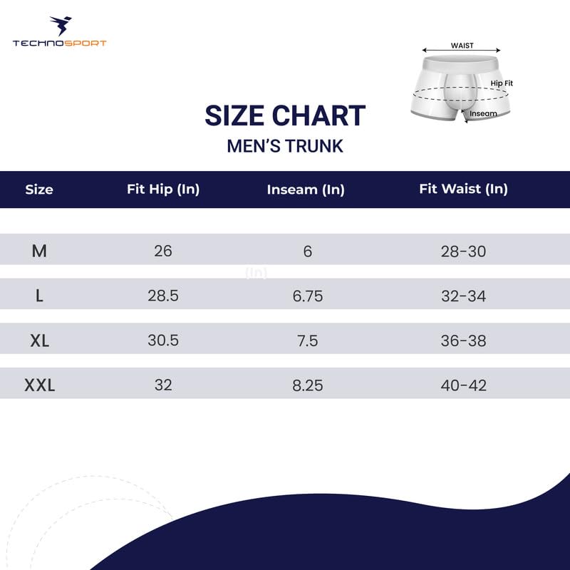 Image of TECHNOSPORT Men's Colorblock Trunks Underwear with ElastoLITE 4 Way Stretch Lightweight Breathable Moisture Wicking Soft Anti Odour Anti Microbial Comfort Fit Boxer Briefs Innerwear for Men