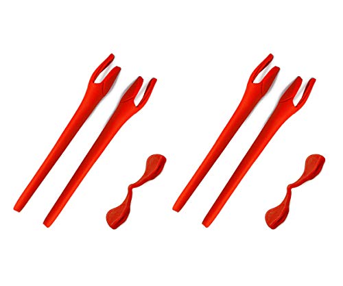 Image of SAUCER Replacement Nose Pieces Pads & Earsocks Temple Sleeve Rubber Kit for Oakley Radar EV Path OO9208 | Radar EV Pitch OO9211 | Radar EV Advancer OO9442 Sunglass - Red + Red