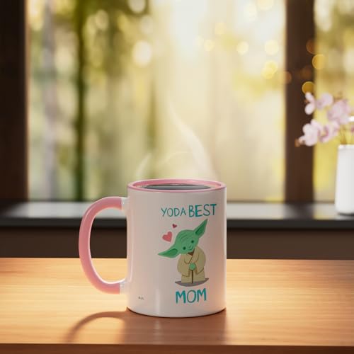 Taza de cerámica Star Wars Yoda 11 Onzas Rosa/Blanca miniatura 3