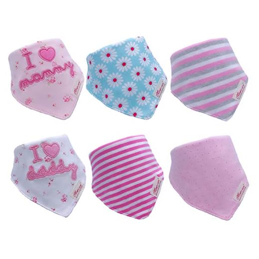 Yafane 6 x Baberos del Bebé Algodón Babero Bandana Absorbente para Niñas Recien Nacido