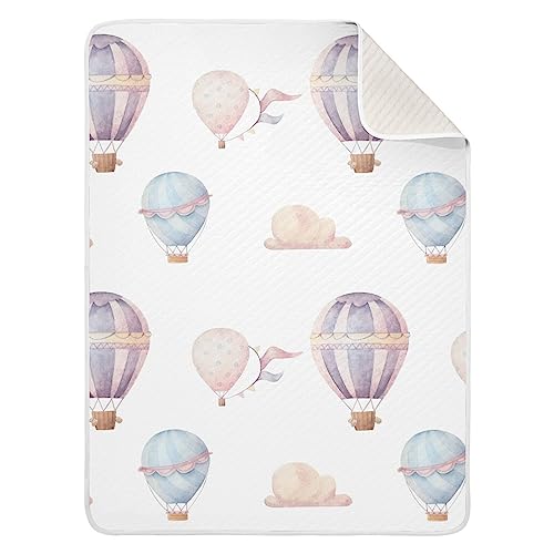 Image of WELLDAY Baby Blanket for Boys Girls - Hot Air Balloon Baby Blankets, Soft Breathable Nursery Bed Blankets 30 x 40 Inch