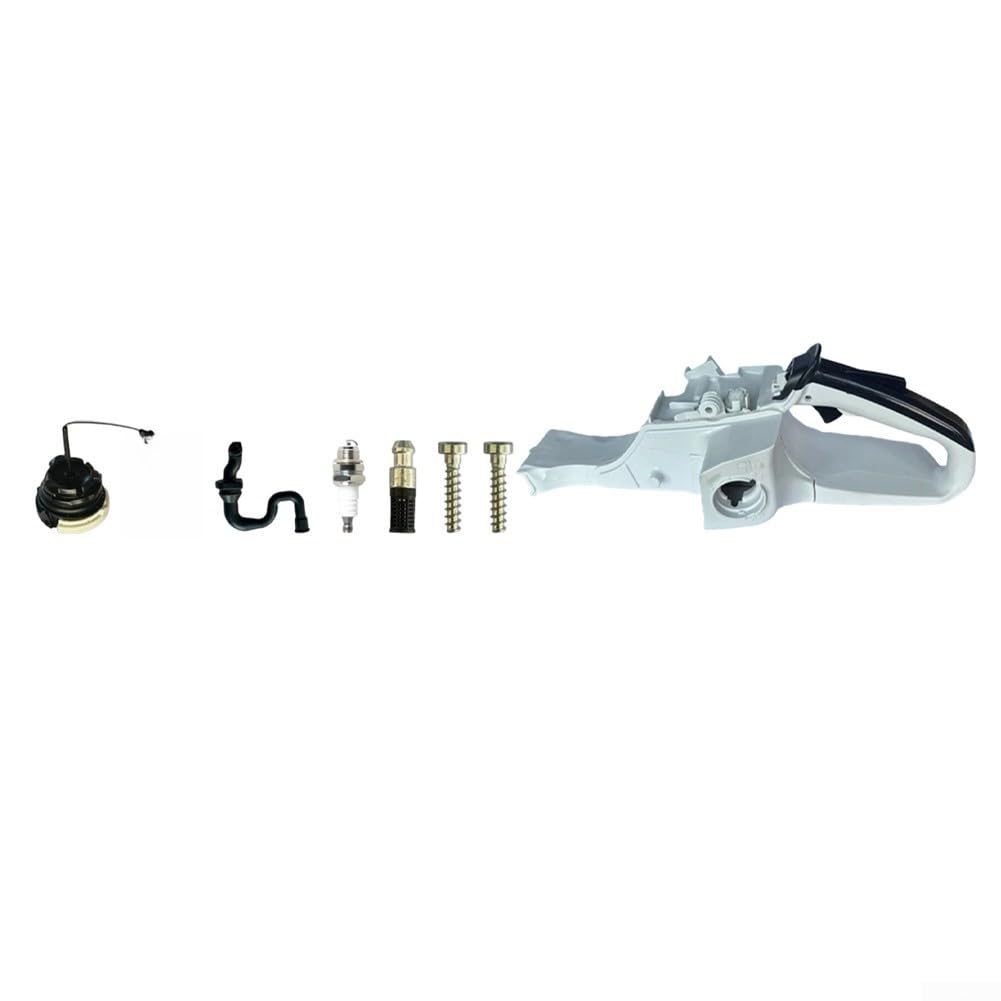 Eawfgtuw Conjunto de mango trasero 11403500825 compatible con motosierra MS311 MS362, kit de tapa de tanque de combustible de metal con flotador de boquilla de tubo, piezas de reparación plateadas