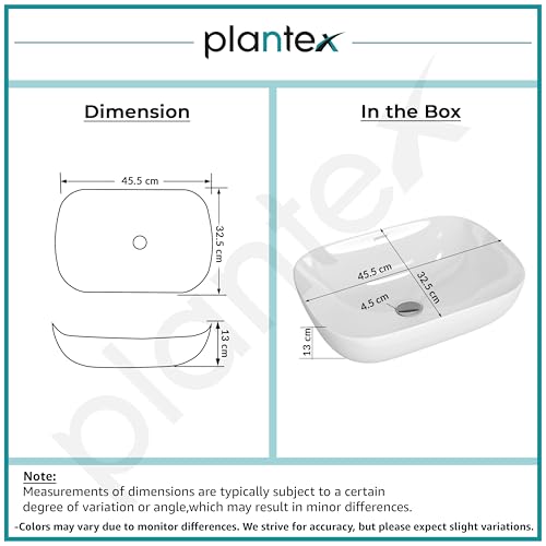 Image of Plantex Ceramic Wash Basin /Basin for Bathroom /Tabletop Wash Basin /Bathroom Basin (Crystal, White)