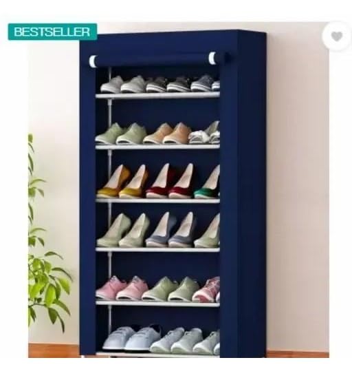 Image of Shoe Rack with Cover and Multiple Shelves for Efficient Space Saving Organization Black