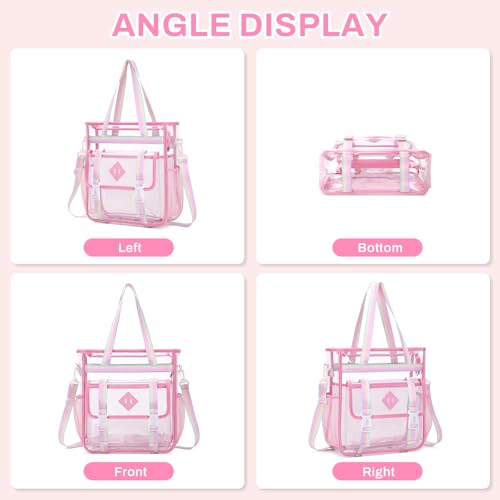 Clear Tote Bag Stadium Approved 12x6x12, Thickened Heavy Duty PVC Transparent Tote Bag Water Resistant 6