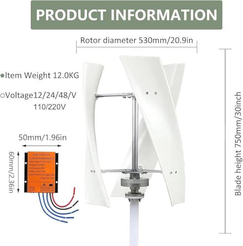 Kit generador de turbina eólica con Controlador de Carga, Equipo productor de Electricidad Vertical, generador de turbina eólica de Eje Vertical de 20000 W, generador de energía PM de 3 Pala