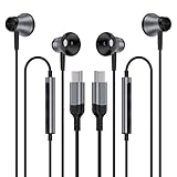 タイプcイヤホン 有線イヤホン iPhone16 イヤホン 磁気設計 絡み防止 HiFi音質 重低音 マイク付き 通話可能 音量調節 騒音低減 Bluetooth接続不要 遅延なし 小型軽量 防水防汗 iPhone16/15 iPad Pro 2021/20/18/iPad Air4/Air5/iPad mini6/10世代対応 Galaxy Xperia Pixel対応 ブラック-2本セット