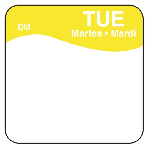 DayMark Day of the Week 1" x 1" Dissolvable Label, TUE (Roll of 500) image 3
