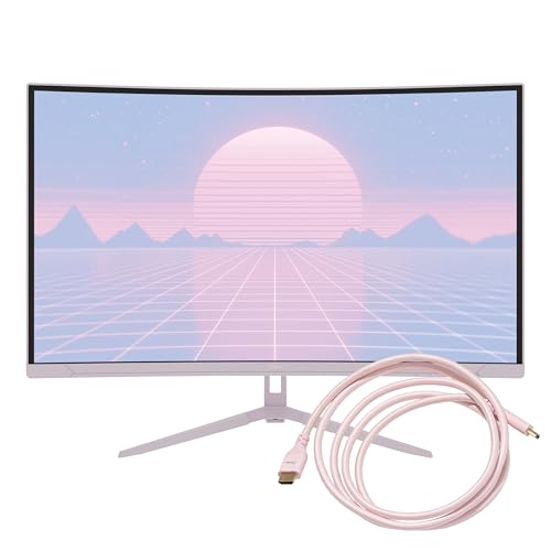 Image of Pixio PXC278 Wave Pink 27 inch 180Hz 1440p 1650R Curved Fast VA 1ms GTG Adaptive Sync Gaming Monitor with Pink HDMI 2.1 Cable Certified Ultra High Speed 6FT 8K 60Hz 4K 120Hz Nylon Braided