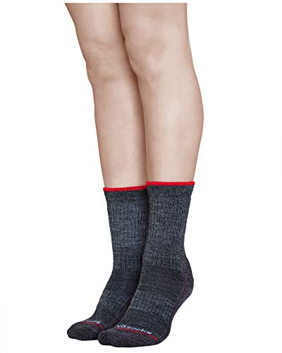 Image of Women's Outdoor Hiking Walking MERINO WOOL Thick Boot Socks, Ladies Anti-Blister Cushioned Warm Wicking Camping