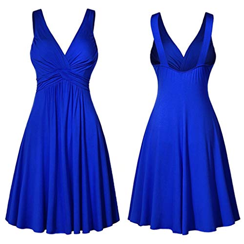 Vestido feminino plus size com decote em V, retrô, plissado, saia rodada, vestido de sol para mulher