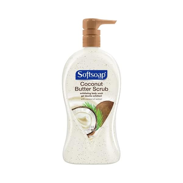 Softsoap Body Wash Pump, Coconut Butter Scrub, Exfoliating Body Wash, 32 Ounce (Pack of 1)