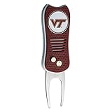 Team Golf NCAA Virginia Tech Hokies Retractable Divot Tool with Double-Sided Magnetic Ball Marker, Features Patented Single Prong Design, Causes Less Damage to Greens