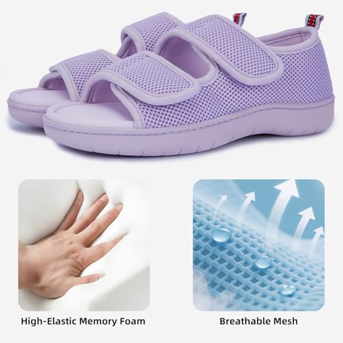 Image of Women's Slippers with Arch Support, Adjustable Open Toe Shoes for Diabetic