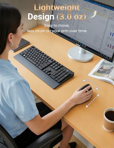 Luhaso Ergonomic Vertical Wireless Mouse, 57°, Small/Medium Hands, Black - 5