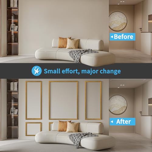 Art3d Set of 6 Pre-Cut Wall Moldings, Wood Cladding Panels Ready to Assemble for Interior Wall Decor, Living Room, Bedroom, Decorative Wall, Installed with