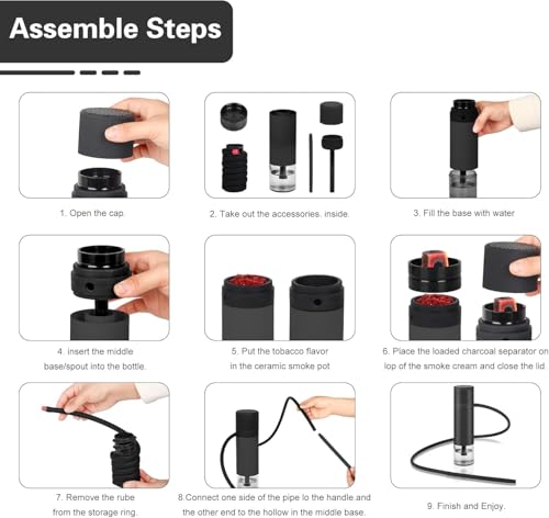 Image of Al Kian Portable Hookah Cup Set with Metal Protection, Premium Silicone and Acrylic Materials, Travel Friendly Design, Anti-Slip Net (BLACK)