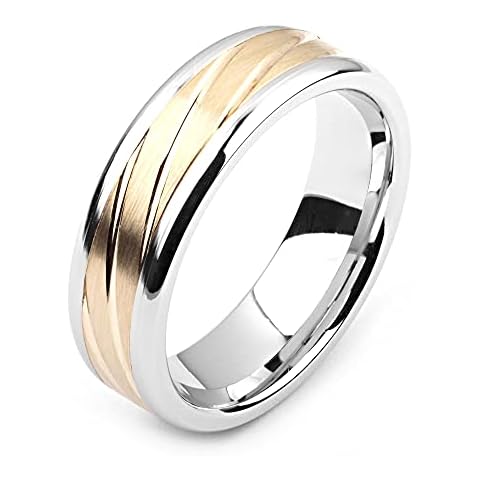 Alain Raphael 7 millimeters wide two-tone cobalt & 14K yellow gold wedding band (solid, not plated) Cover