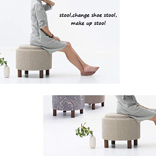 Table boîte de rangement ronde NMDCDH avec coussin en lin - 3