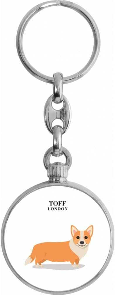 Toff London Corgi Dog Keyring, Silver