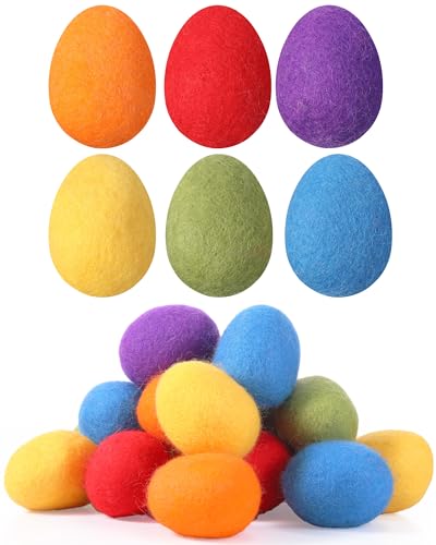 Moukeren Colorful Felted Eggs, Wool Felt Eggs for Spring, Pastel Surprise Egg Decor for Garland...