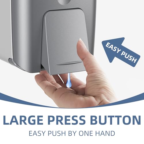 Image of Soap Dispenser Wall Mount 28oz Commercial Hand Soap Dispenser for Bathroom Liquid Gel Hand Sanitizer Dispenser No Drilling Silver