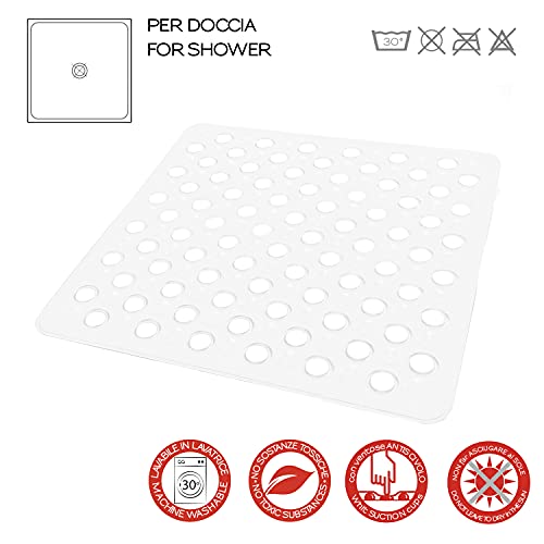 Gedy G-Maim Non-Slip Shower Mat with Suction Cups, Size: 50 x 50 cm, Resin Bath Mat, White Finish, R&S Design, Made in Italy - Image 3
