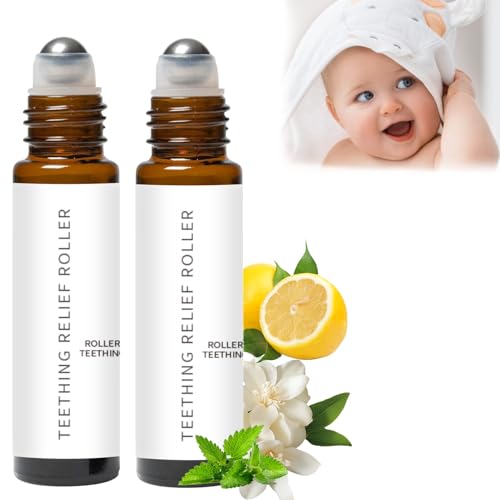 Image of YJW 2PCS Teething Roller, Teething Oil, Natural Pain Relief Roller, Teething Roller All Natural, Baby Teething Oil Roller,Natural Pain Relief Roller for Babies