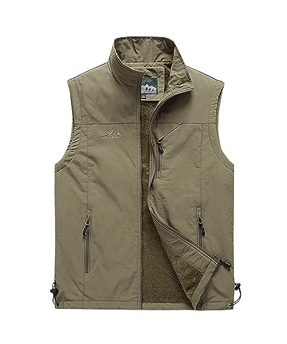 Btmpmcs Hommes Polaire Gilet en Hiver Ultra Légère Veste Padded Bodywarmer de Sport sans Manche Coupe-vent Gilet de Pêche Photographie en Plein air Manteau Matelassée Epais en Chaud