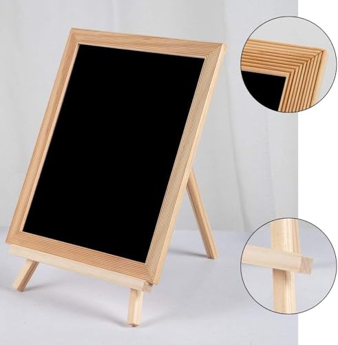 Image of Wooden Easel Chalk Board, Tabletop Art Display Easel Black Board for Kids Learning, Restaurant Menu, Message Board, Grafting Welcome Sign Wedding Decor Board Table