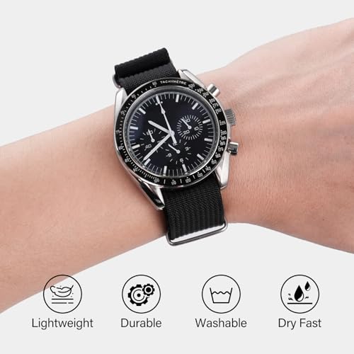 Image of TACTICAL FROG Nylon Watch Band 18mm 19 mm 20mm 22 mm 24 mm, Waterproof Military Watch Straps Replacement for Men Women, With Stainless Steel Buckle